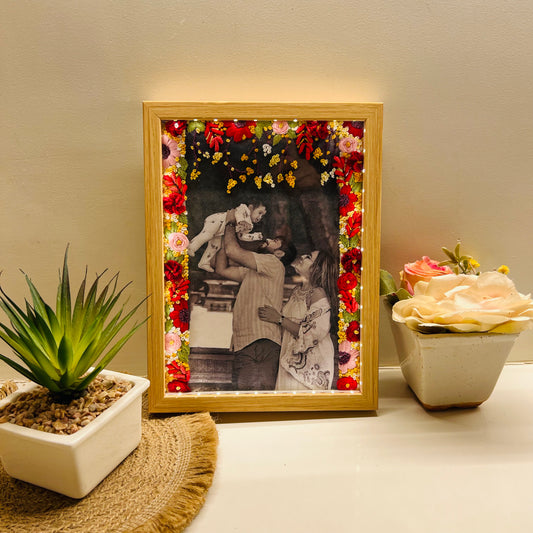 LumiBloom – Hand Embroidered Floral Photo Frame