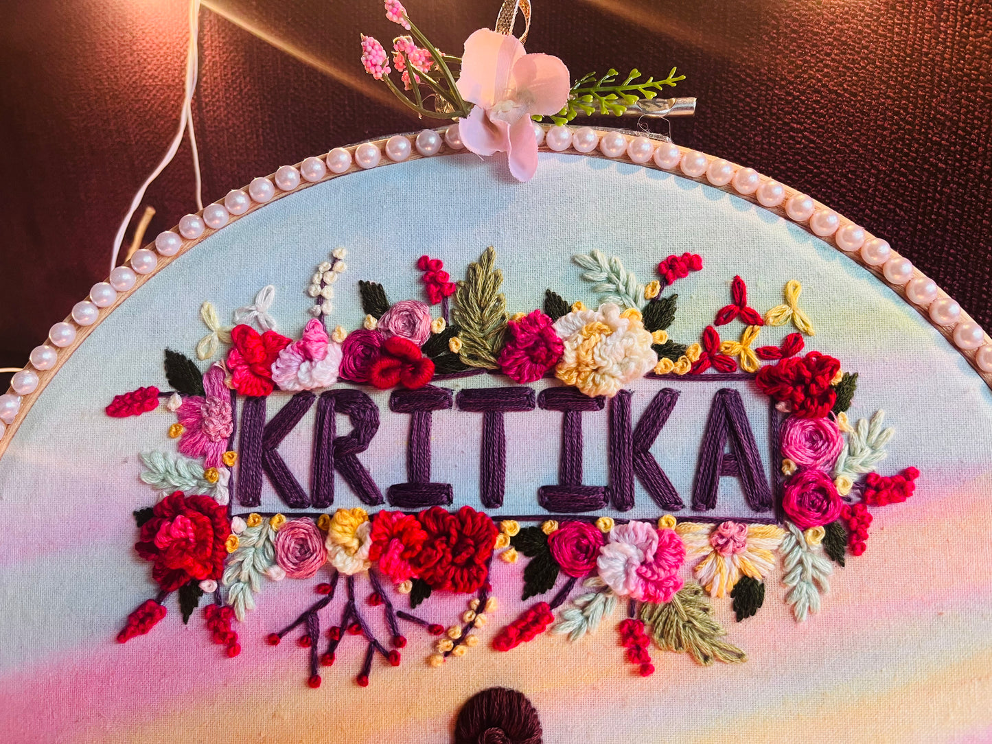 The Glow Girl-Embroidered Name Hoop